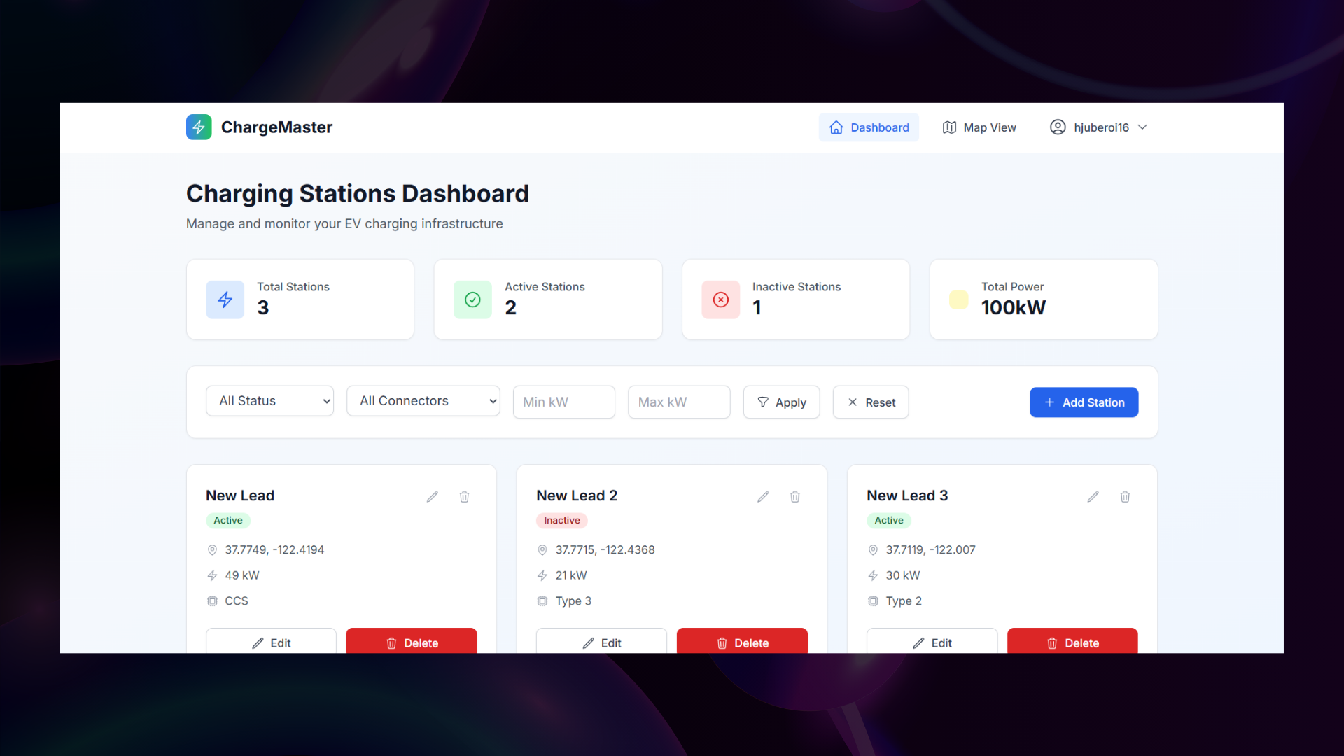 Charging Station Management System
